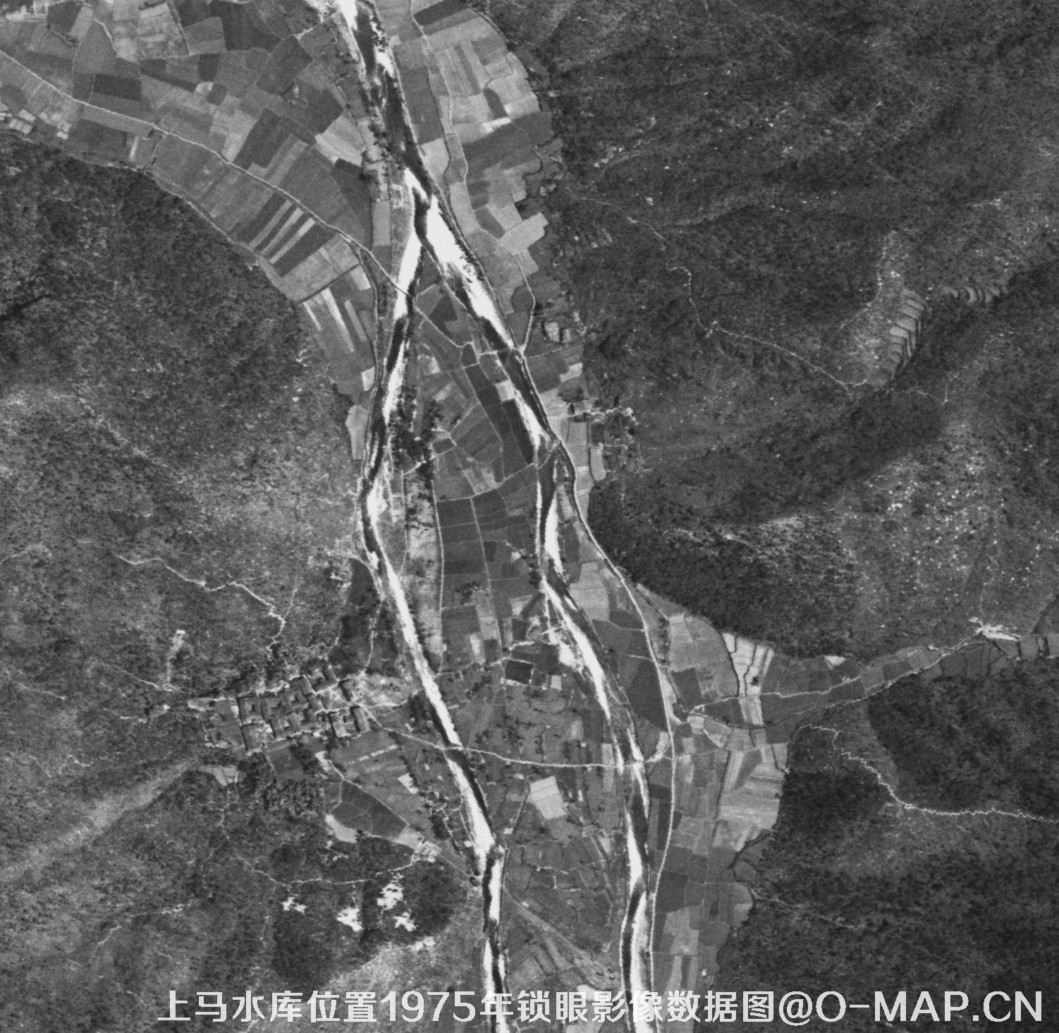 广东临海市上马水库移民前所在地1975年锁眼卫星影像数据