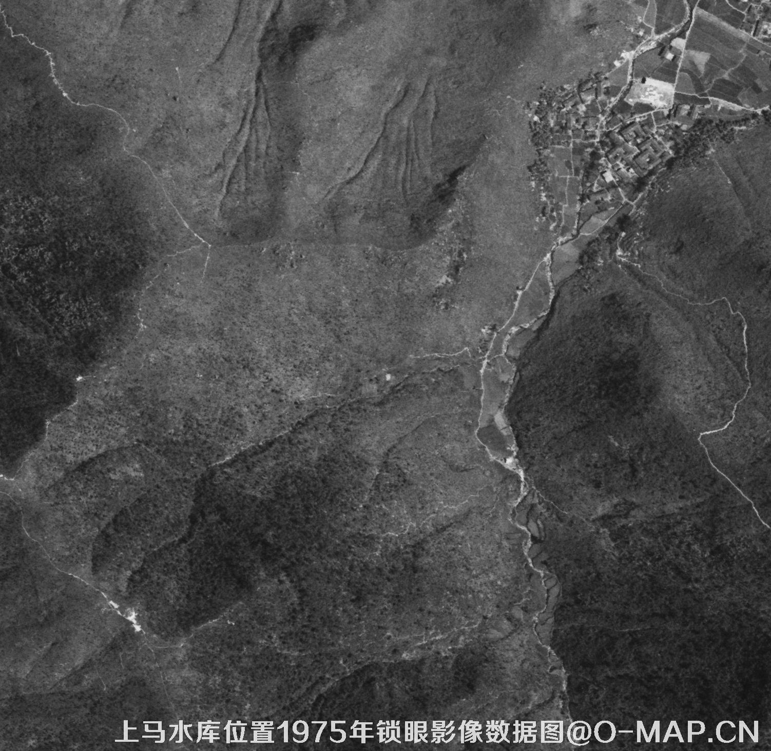 广东临海市上马水库移民前所在地1975年锁眼卫星影像数据