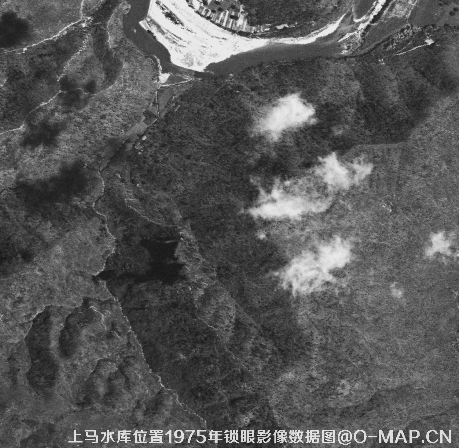 广东临海市上马水库移民前所在地1975年锁眼卫星影像数据