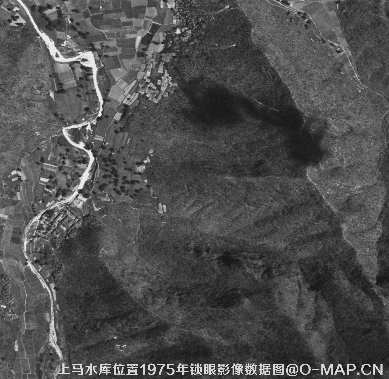 广东临海市上马水库移民前所在地1975年锁眼卫星影像数据
