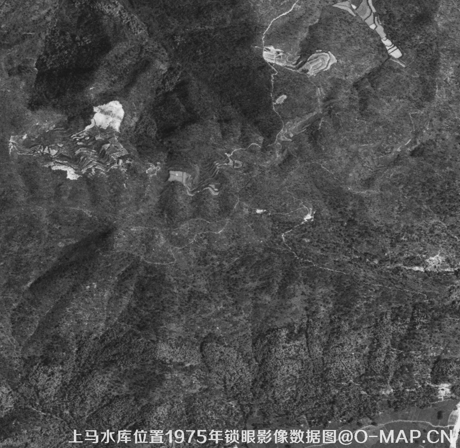 广东临海市上马水库移民前所在地1975年锁眼卫星影像数据