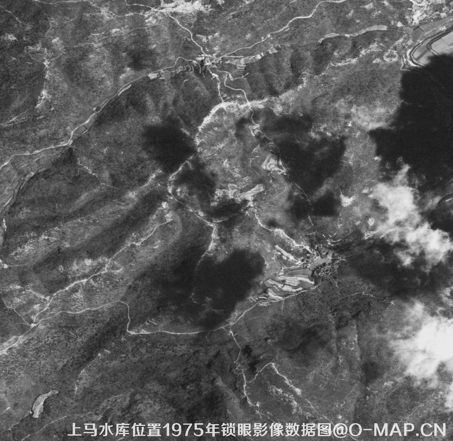 广东临海市上马水库移民前所在地1975年锁眼卫星影像数据