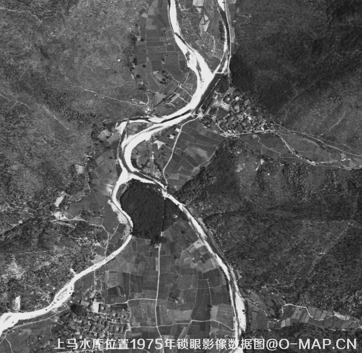 广东临海市上马水库移民前所在地1975年锁眼卫星影像数据