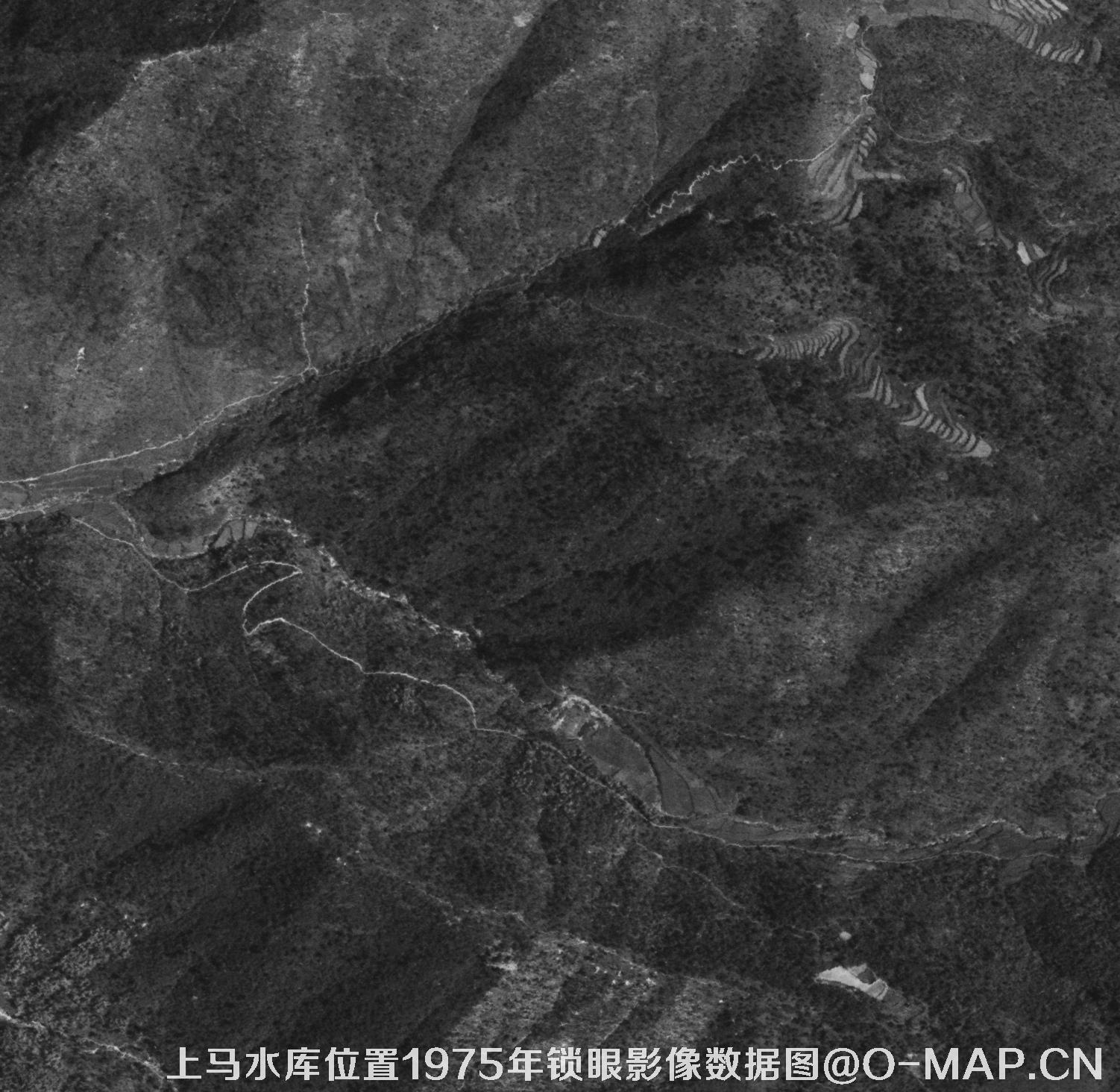 广东临海市上马水库移民前所在地1975年锁眼卫星影像数据