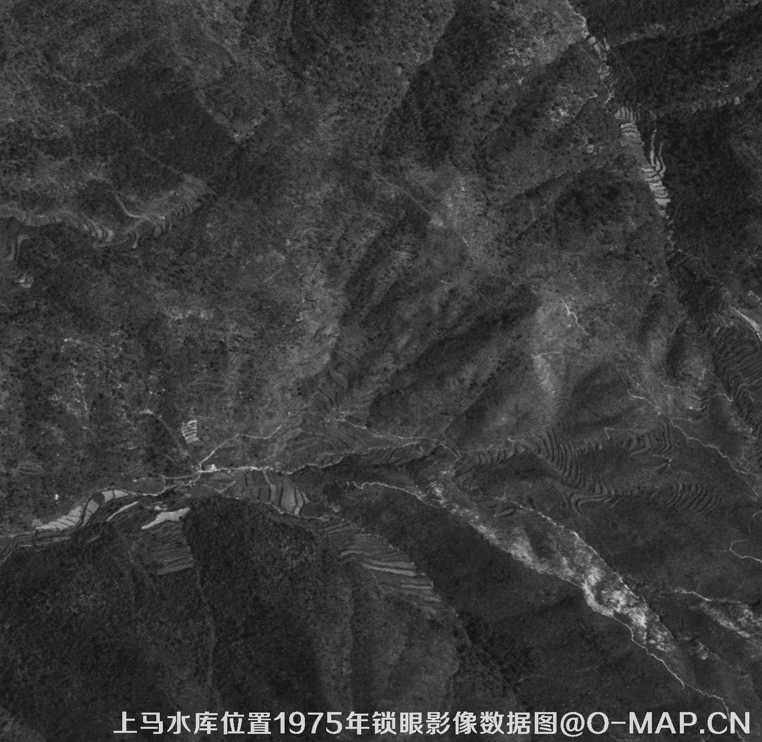 广东临海市上马水库移民前所在地1975年锁眼卫星影像数据