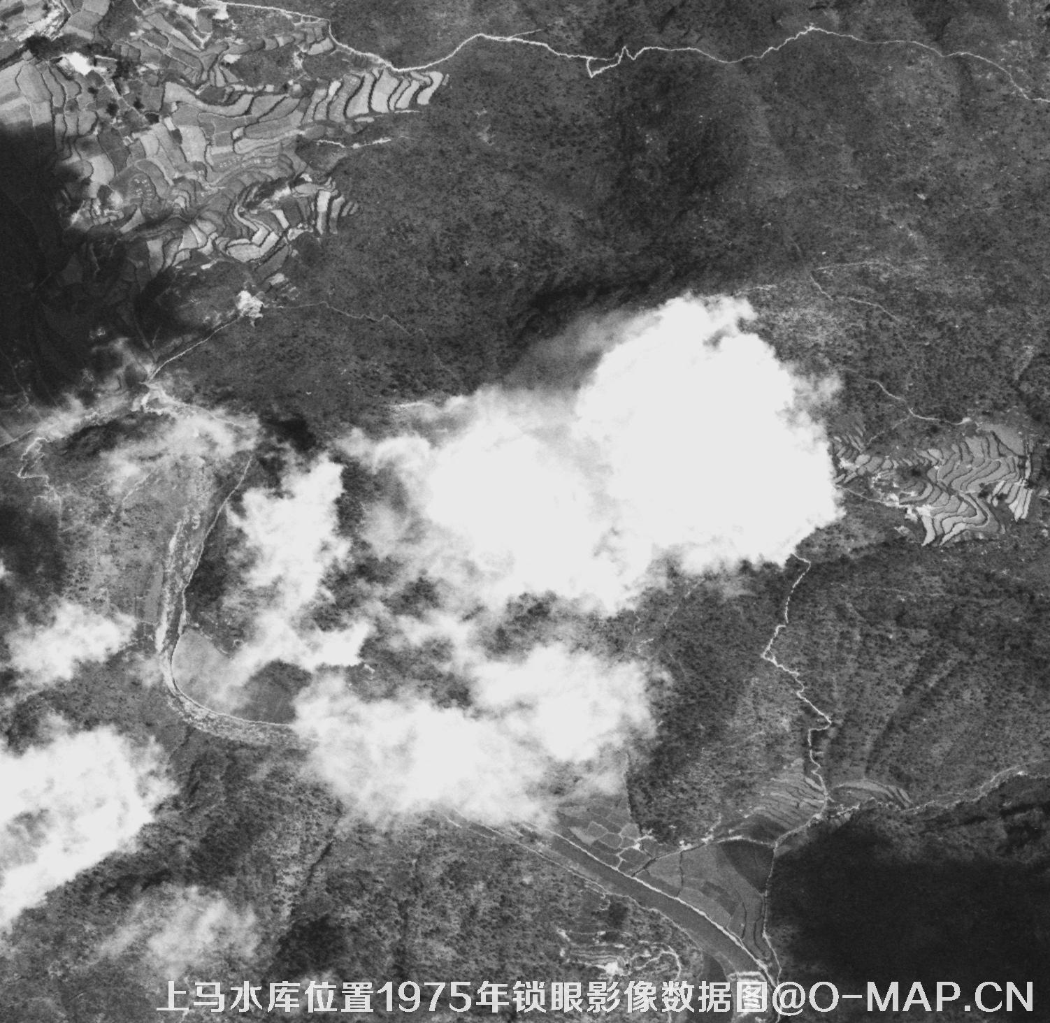 广东临海市上马水库移民前所在地1975年锁眼卫星影像数据