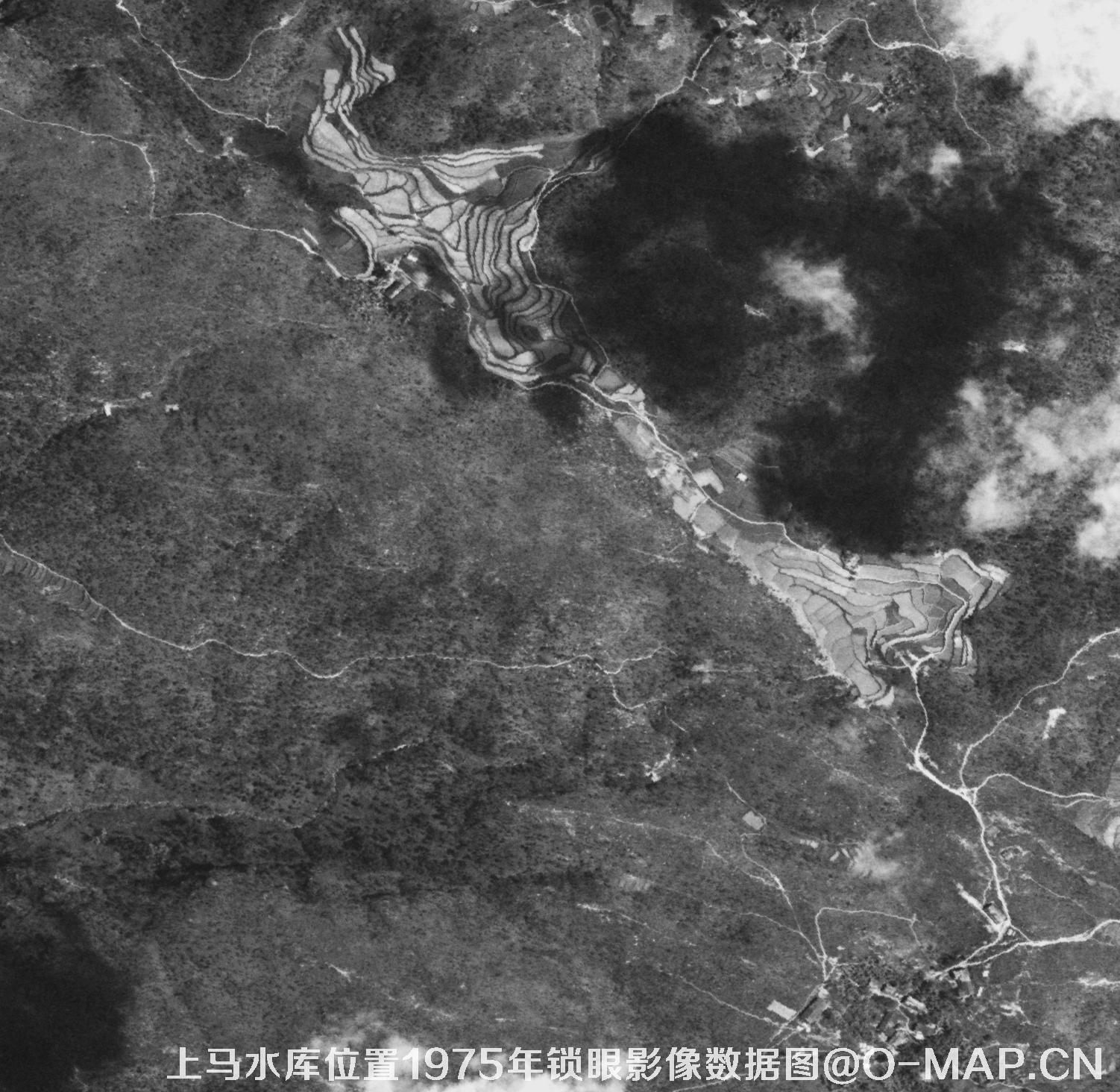 广东临海市上马水库移民前所在地1975年锁眼卫星影像数据