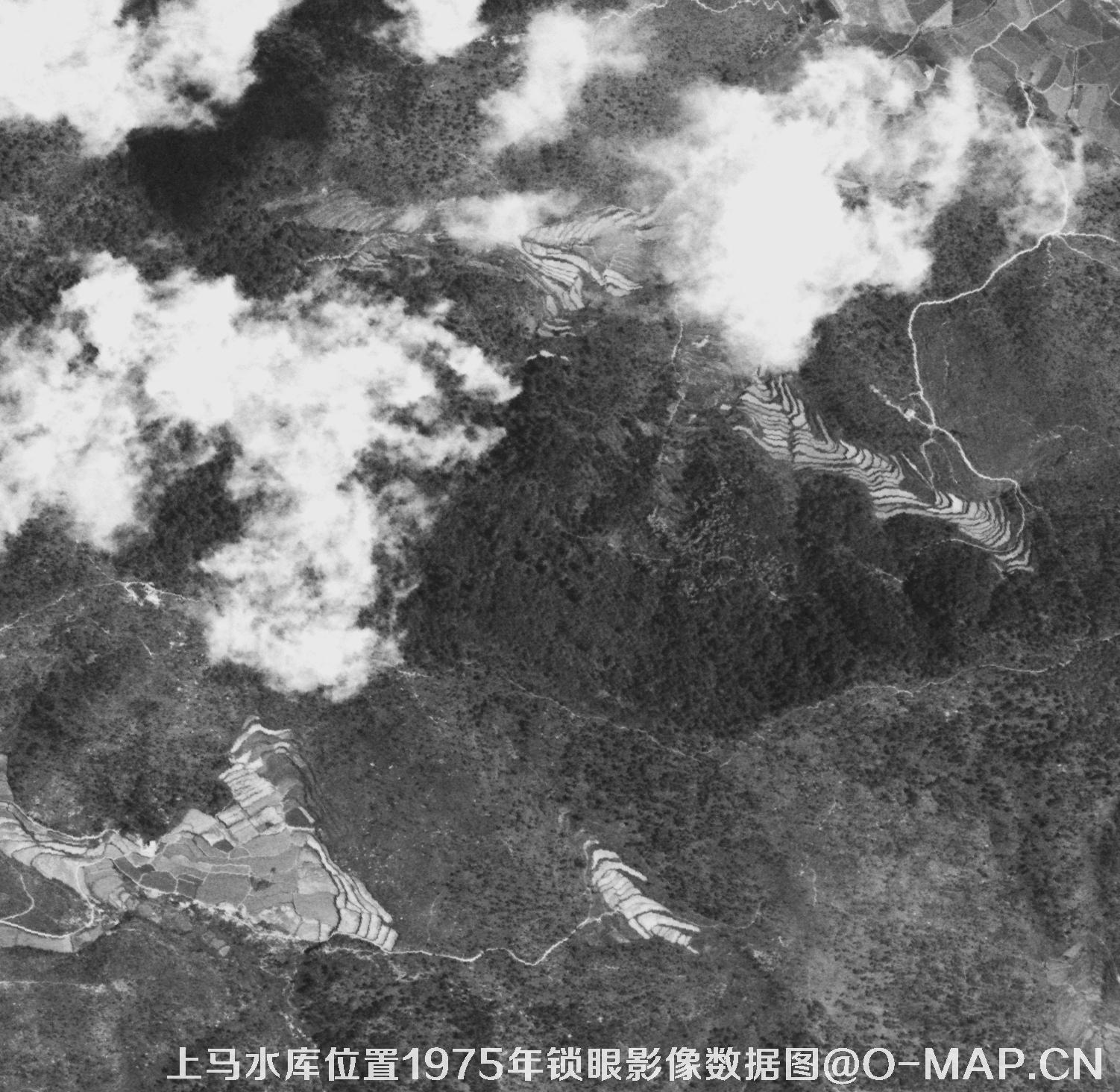 广东临海市上马水库移民前所在地1975年锁眼卫星影像数据