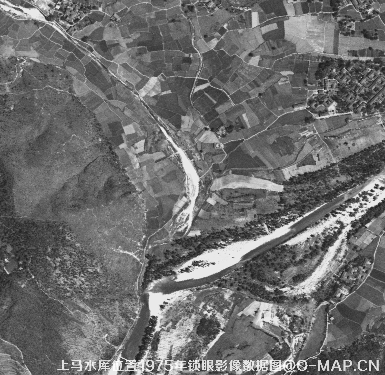 广东临海市上马水库移民前所在地1975年锁眼卫星影像数据