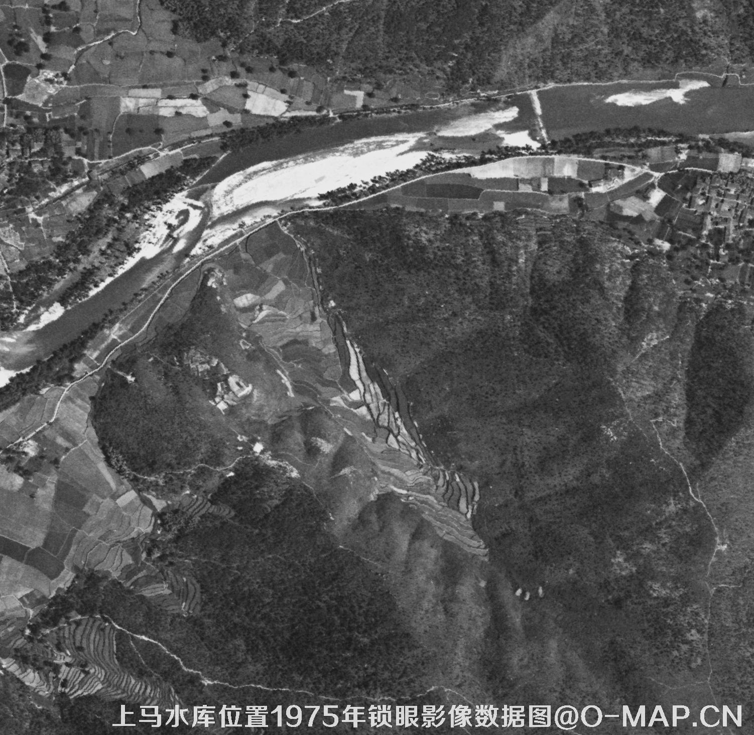 广东临海市上马水库移民前所在地1975年锁眼卫星影像数据