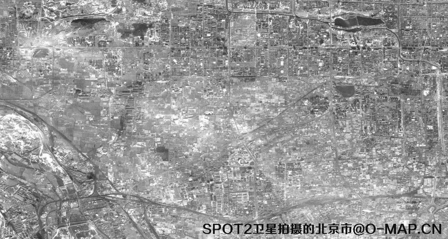 SPOT2卫星于1990年拍摄的北京市历史影像图