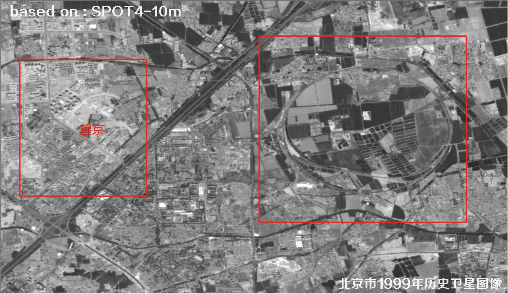 SPOT4卫星1999年拍摄额北京市历史影像图片