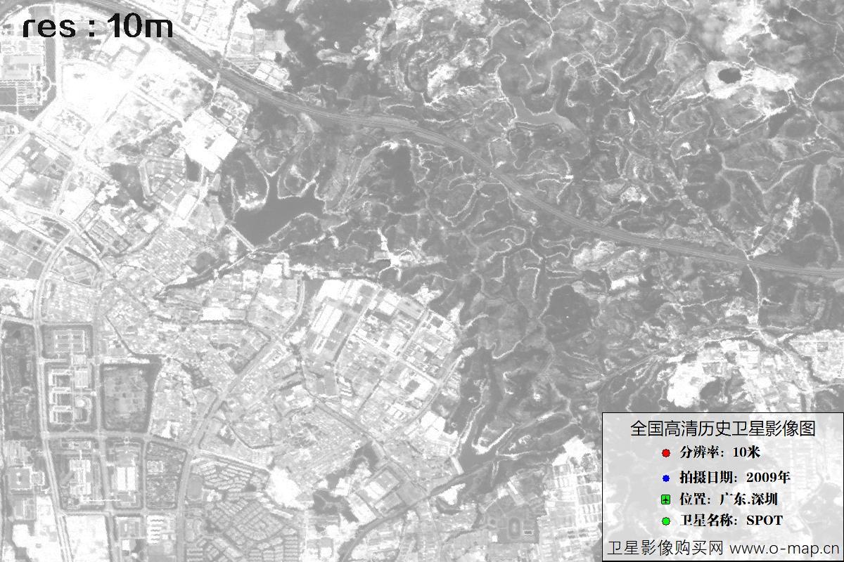 广东省深圳市2009年拍摄的10米SPOT卫星历史图像
