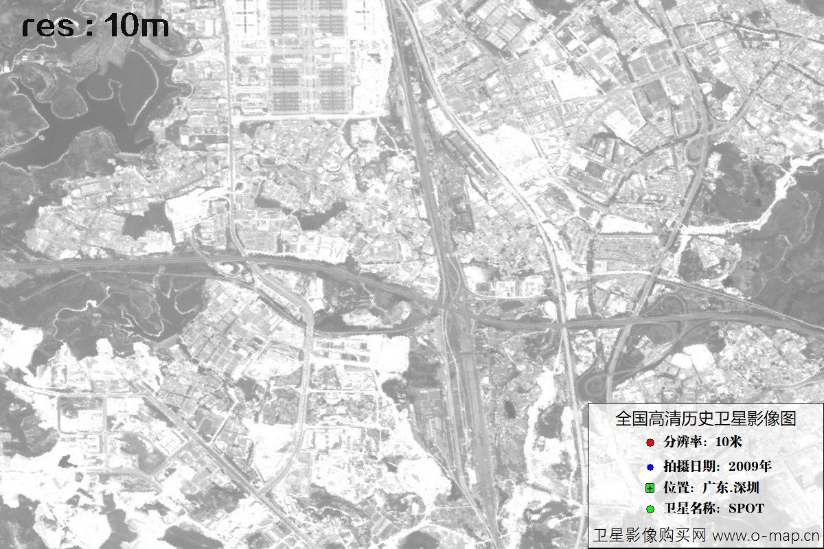 广东省深圳市2009年拍摄的10米SPOT卫星历史图像