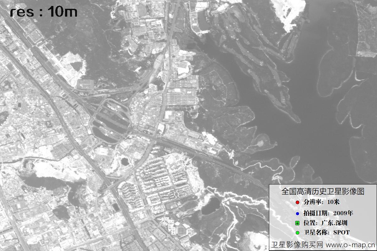 广东省深圳市2009年拍摄的10米SPOT卫星历史图像