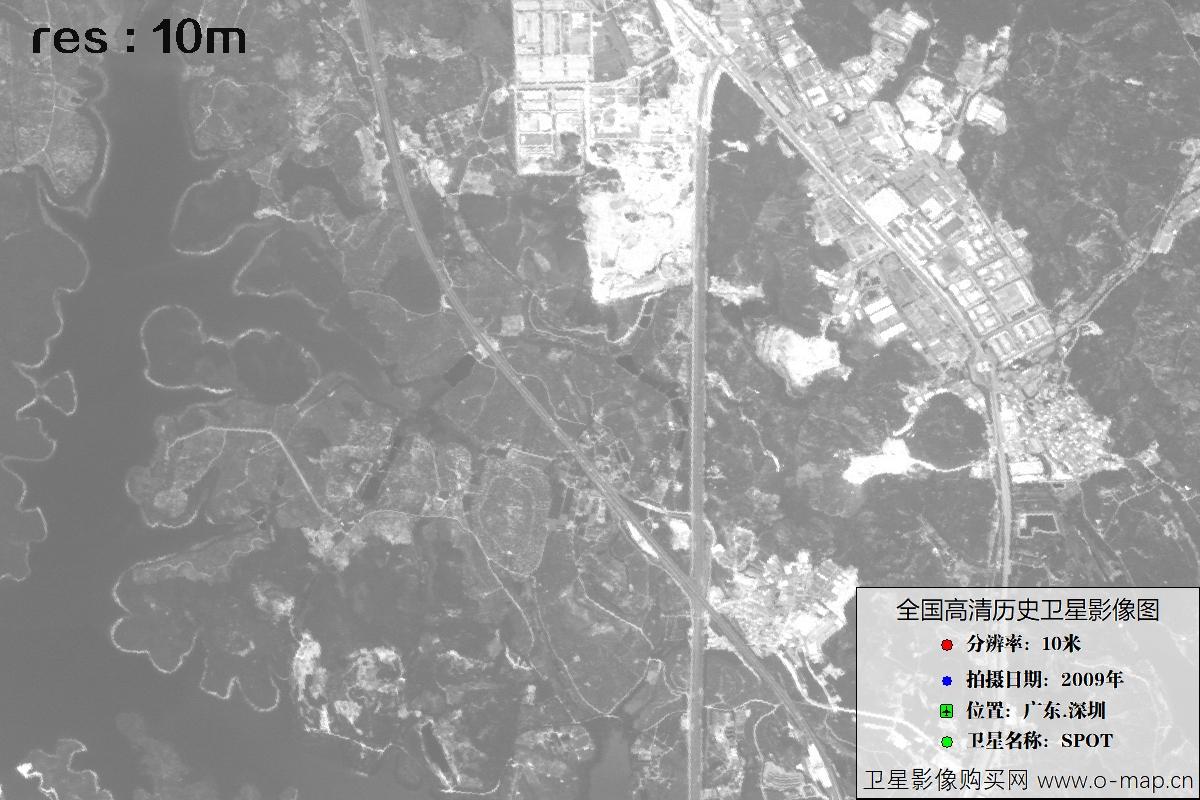 广东省深圳市2009年拍摄的10米SPOT卫星历史图像