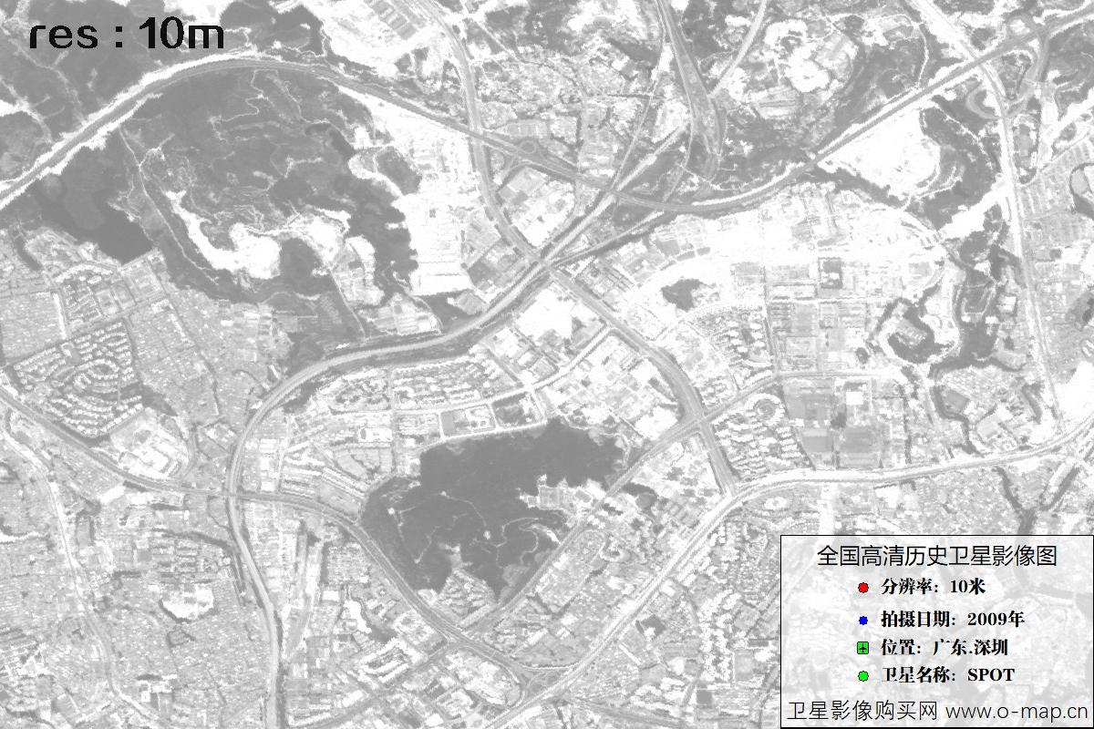 广东省深圳市2009年拍摄的10米SPOT卫星历史图像
