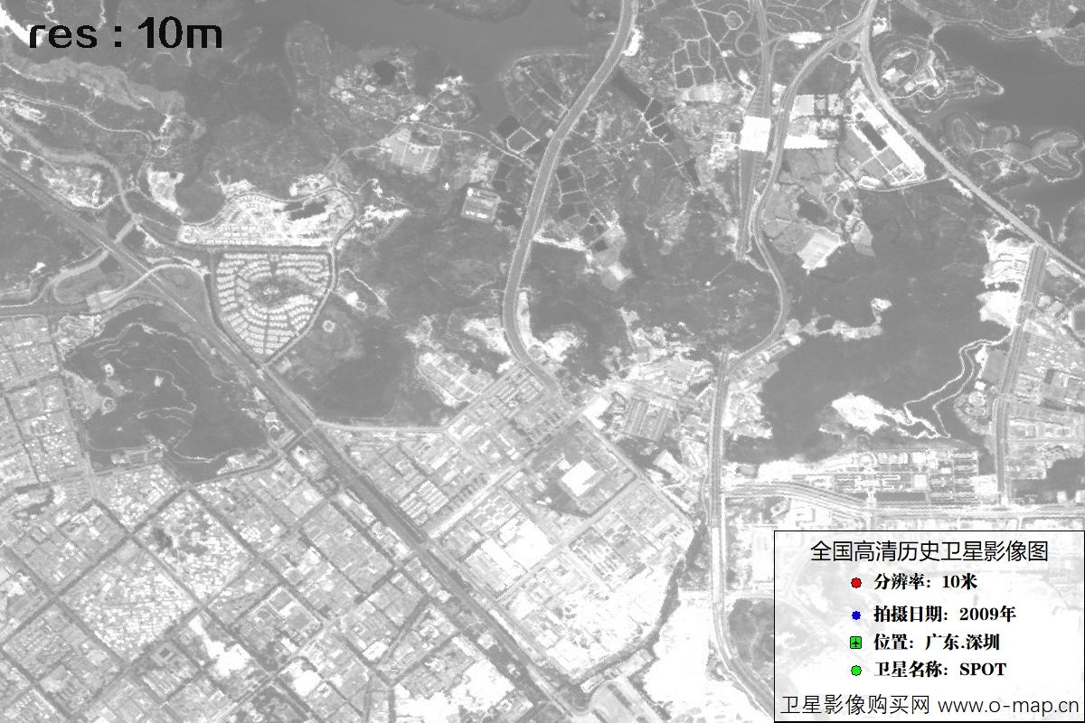 广东省深圳市2009年拍摄的10米SPOT卫星历史图像