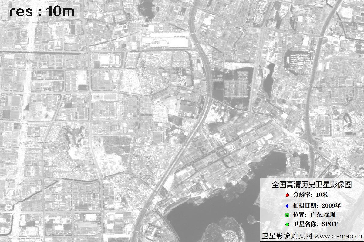 广东省深圳市2009年拍摄的10米SPOT卫星历史图像