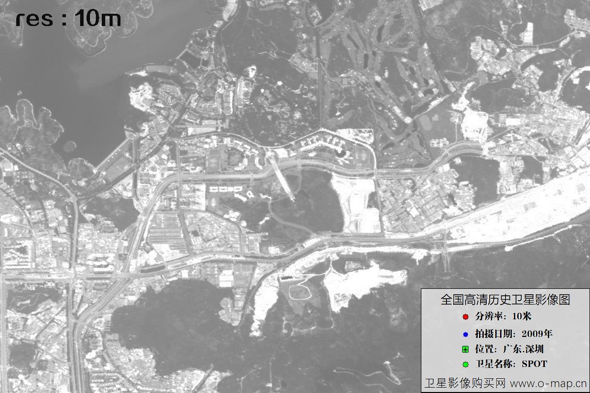 广东省深圳市2009年拍摄的10米SPOT卫星历史图像