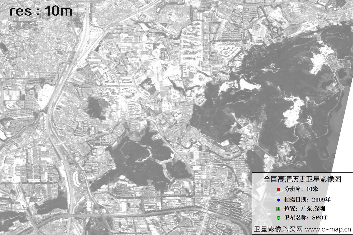 广东省深圳市2009年拍摄的10米SPOT卫星历史图像