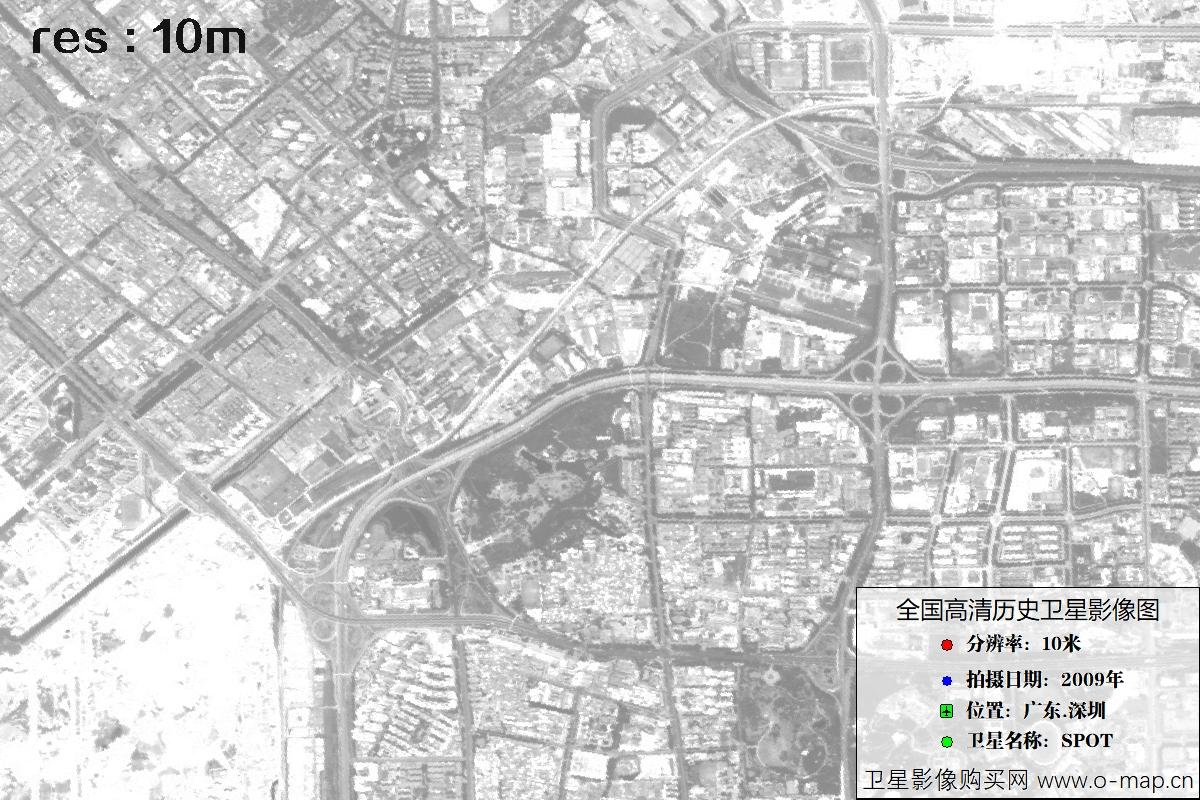 广东省深圳市2009年拍摄的10米SPOT卫星历史图像