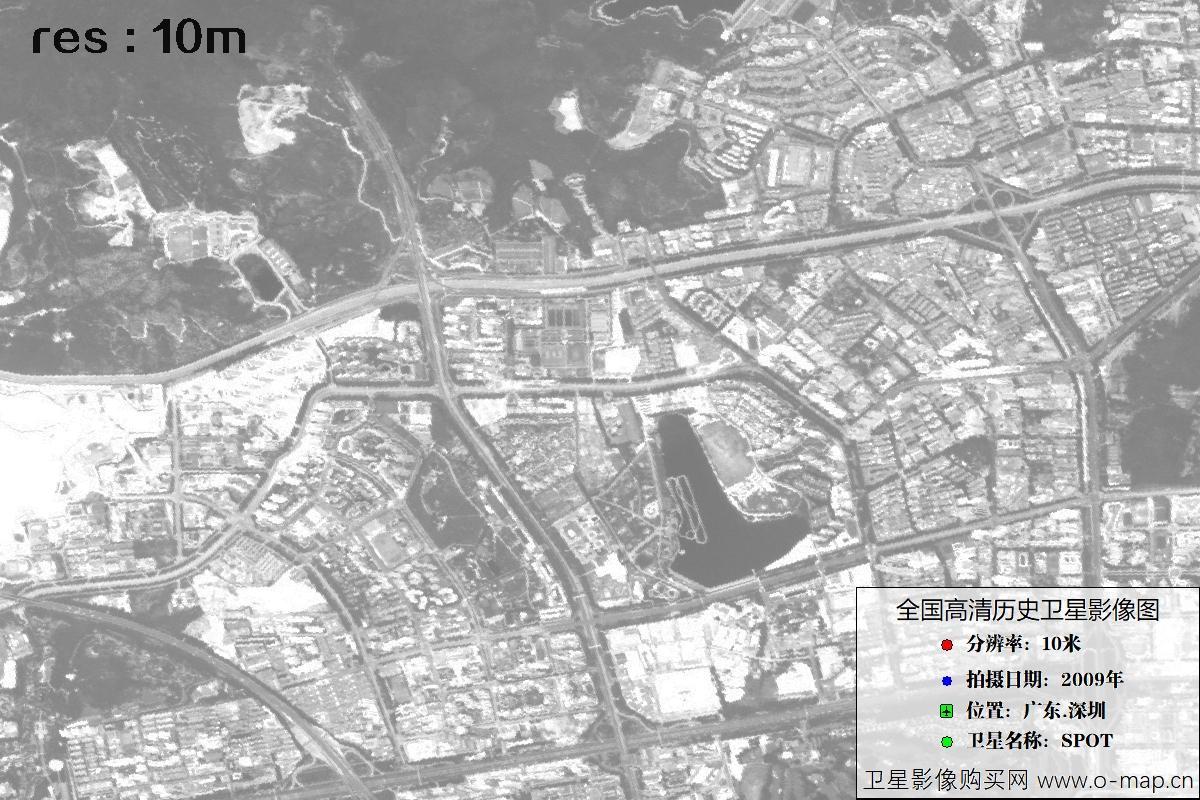 广东省深圳市2009年拍摄的10米SPOT卫星历史图像