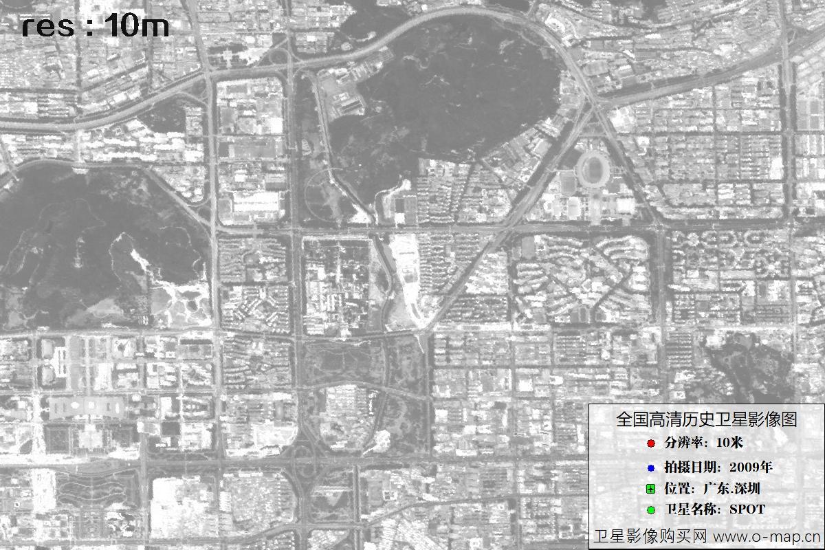 广东省深圳市2009年拍摄的10米SPOT卫星历史图像