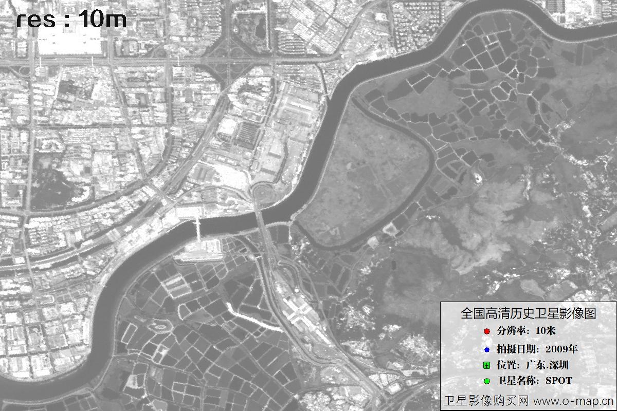 广东省深圳市2009年拍摄的10米SPOT卫星历史图像