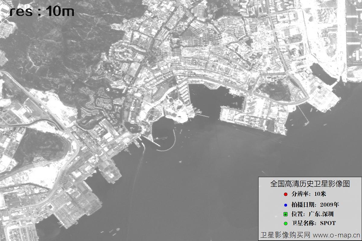 广东省深圳市2009年拍摄的10米SPOT卫星历史图像