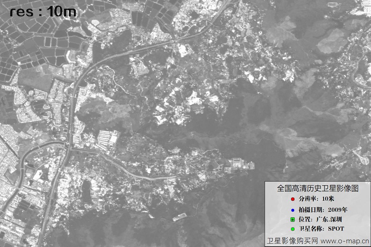 广东省深圳市2009年拍摄的10米SPOT卫星历史图像
