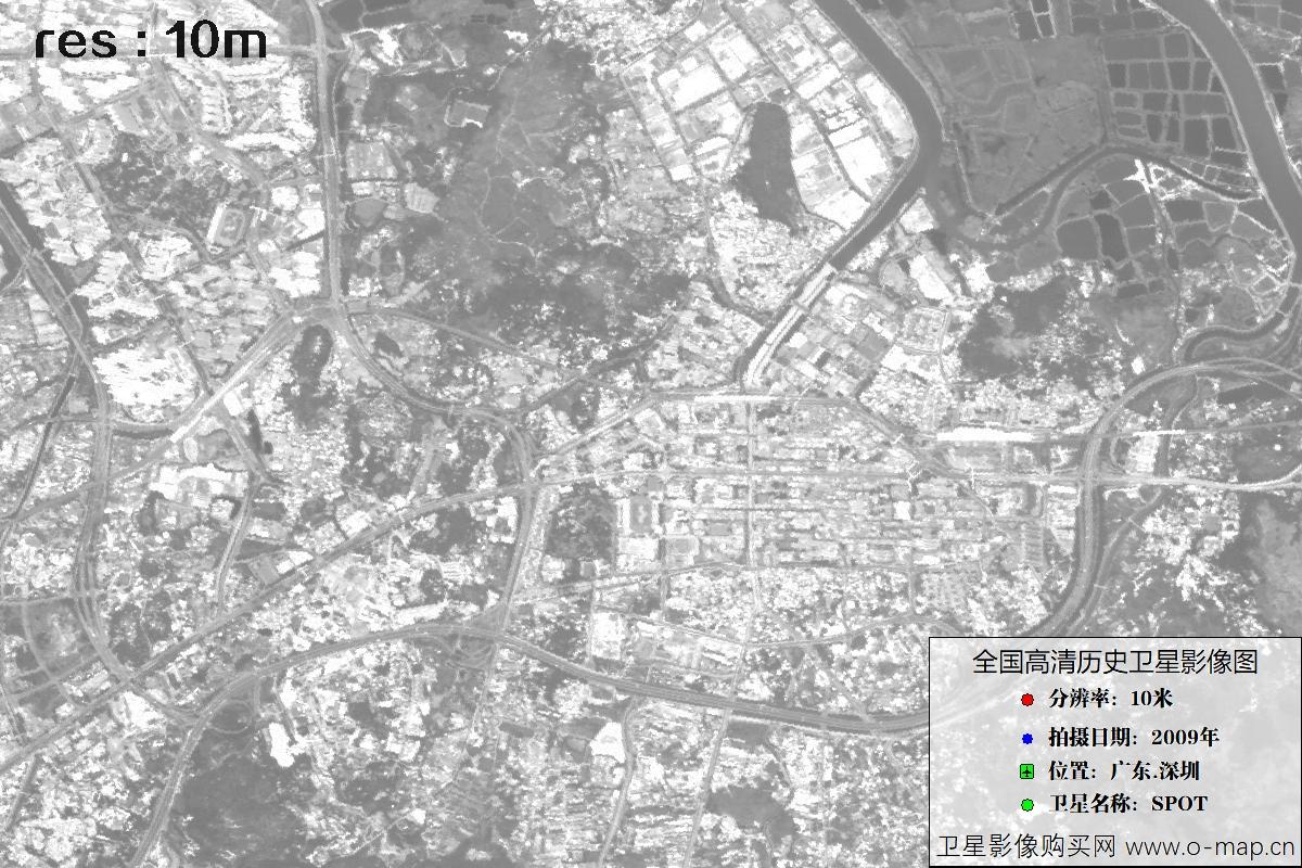 广东省深圳市2009年拍摄的10米SPOT卫星历史图像