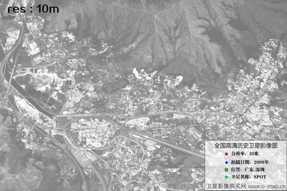 广东省深圳市2009年拍摄的10米SPOT卫星历史图像