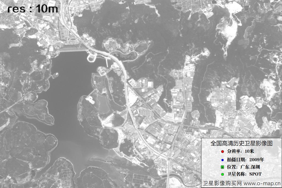 广东省深圳市2009年拍摄的10米SPOT卫星历史图像