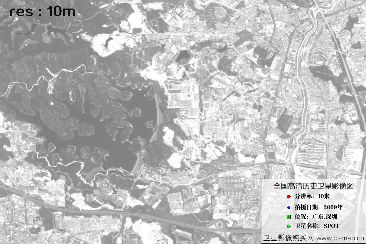广东省深圳市2009年拍摄的10米SPOT卫星历史图像