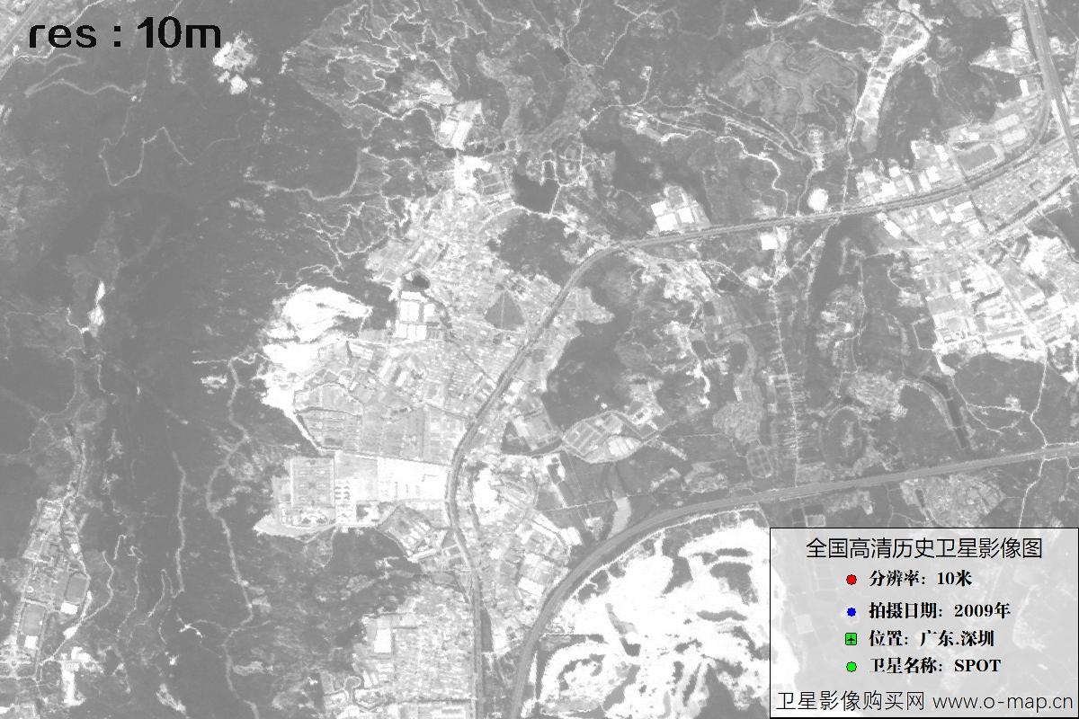 广东省深圳市2009年拍摄的10米SPOT卫星历史图像