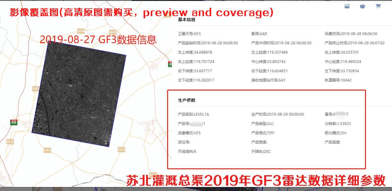 苏北灌溉总渠Terrasar雷达卫星以及GF3卫星雷达数据购买方案