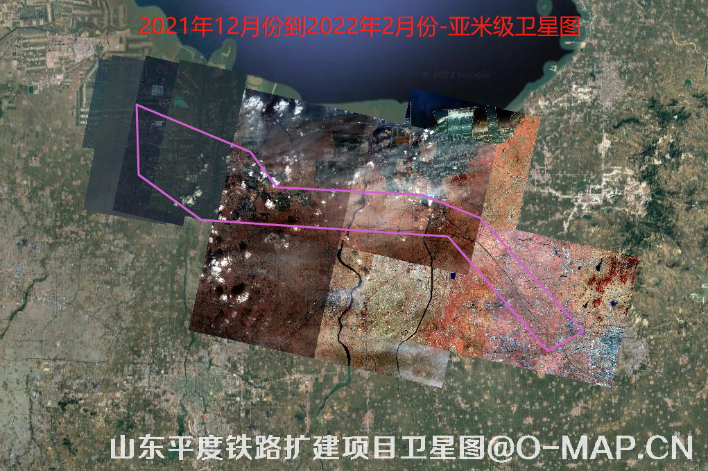 高景一号卫星2021年拍摄的山东平度大莱龙铁路卫星图