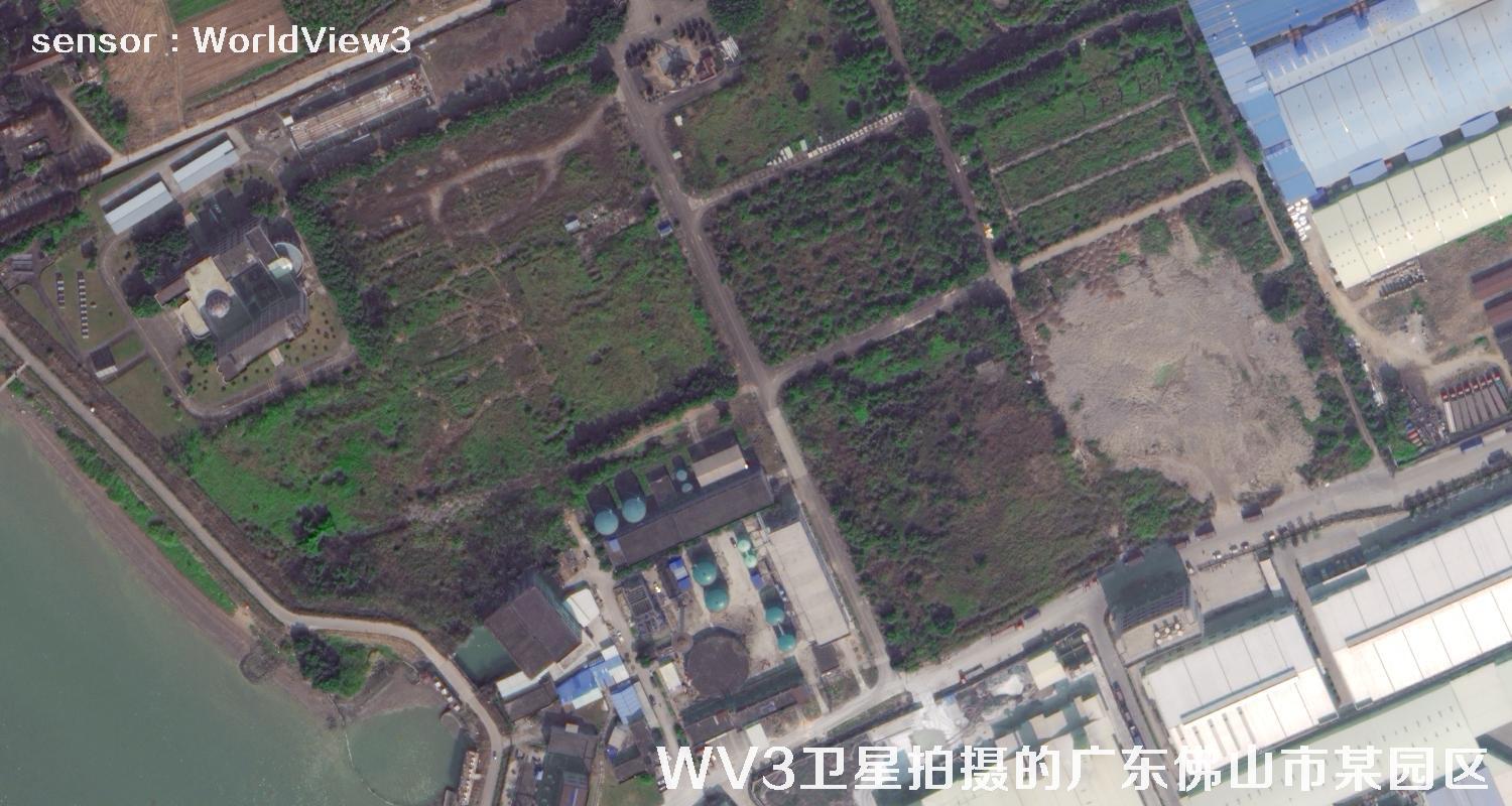 0.3米分辨率WorldView3卫星拍摄的广东省佛山市某工业园区卫星图