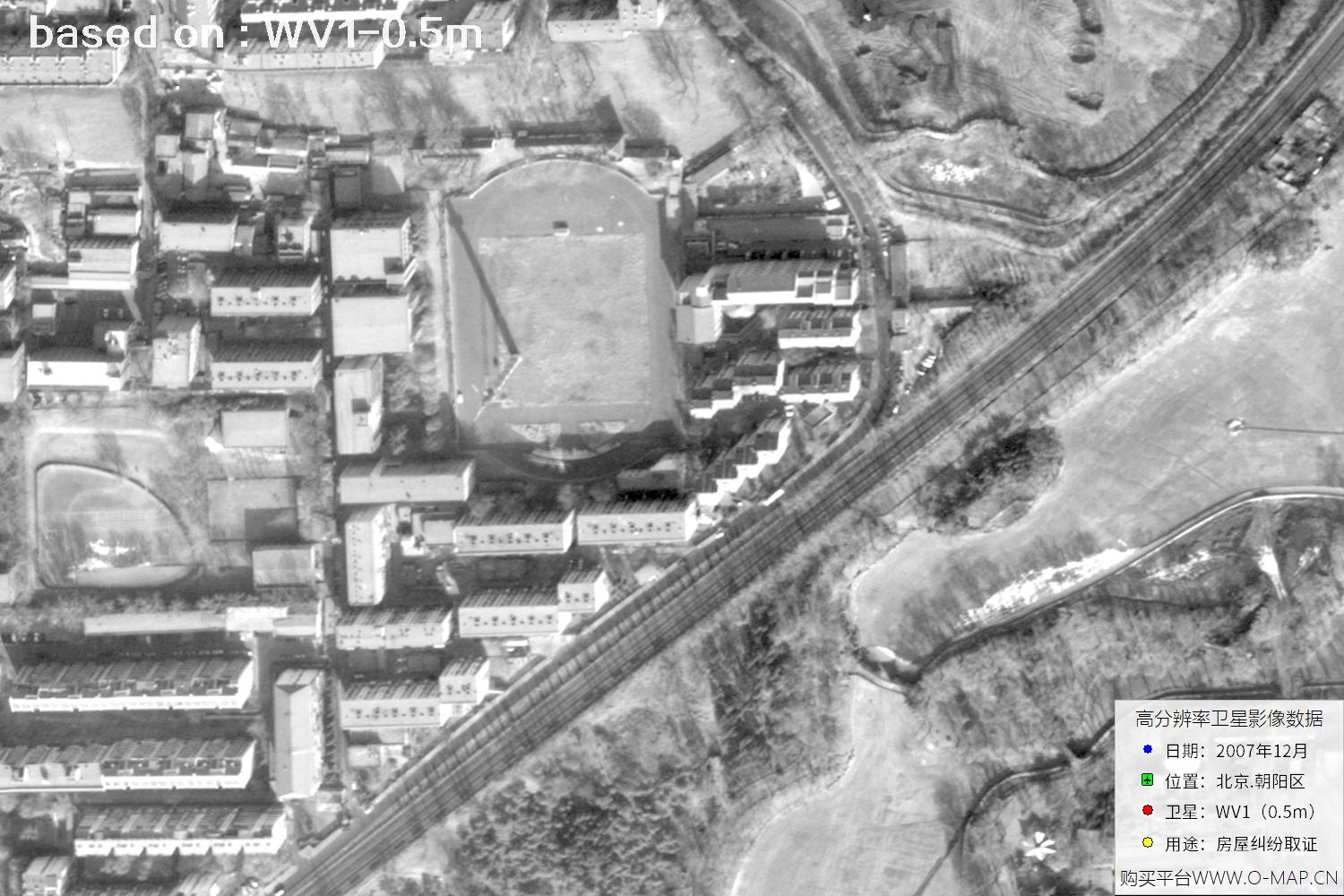 北京朝阳区2007年WorldView1卫星历史影像图