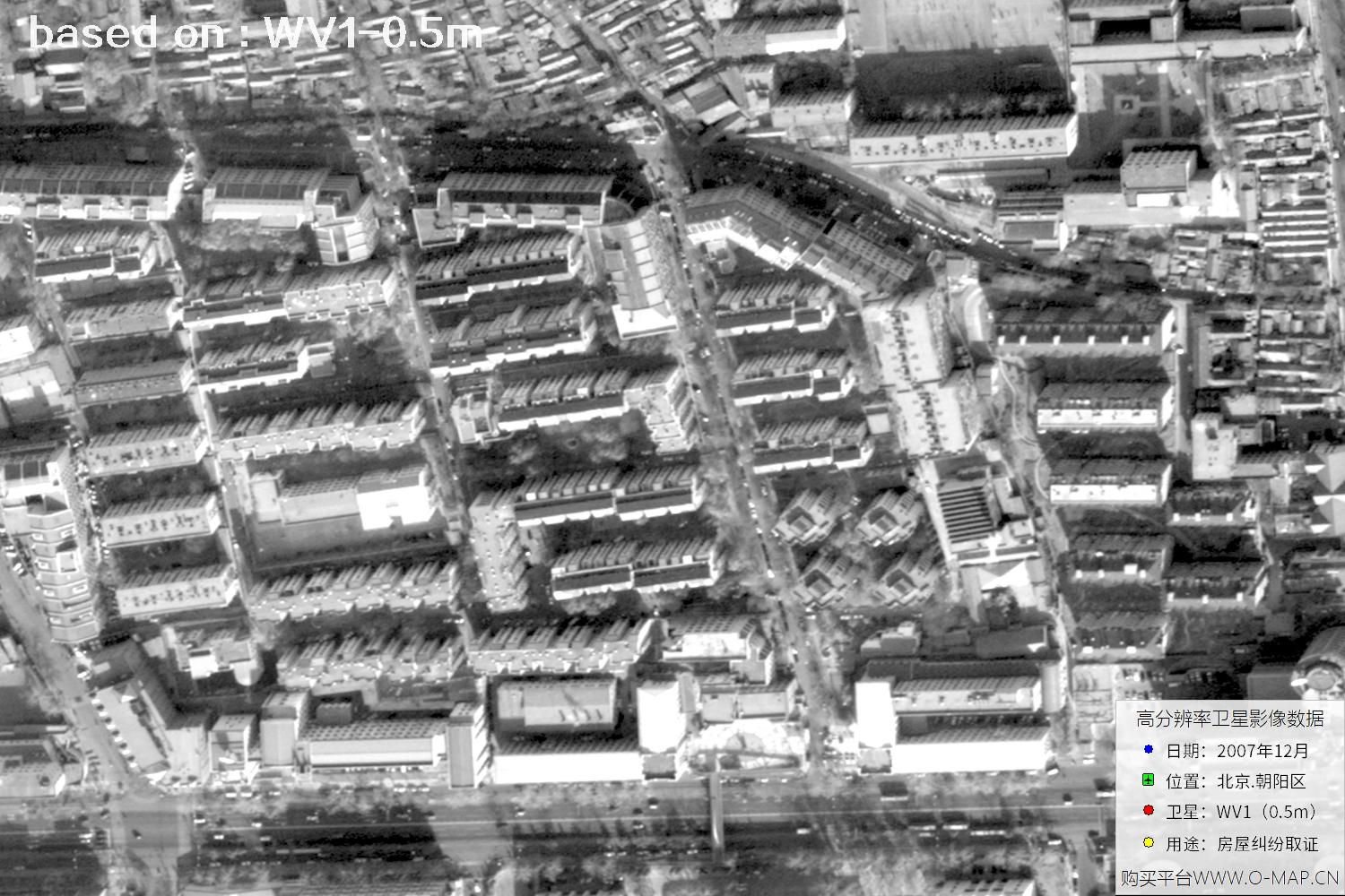 北京朝阳区2007年WorldView1卫星历史影像图