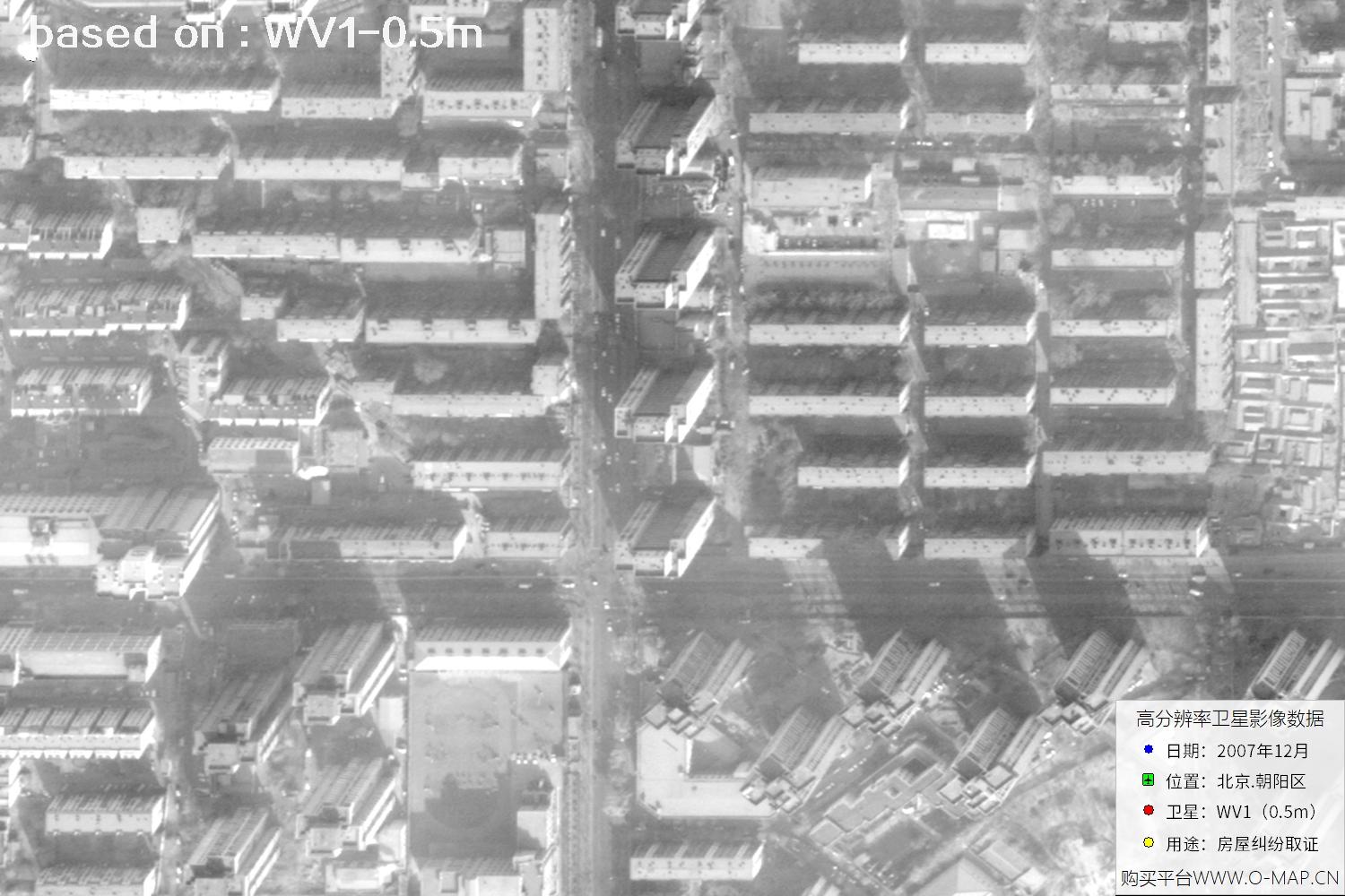 北京朝阳区2007年WorldView1卫星历史影像图