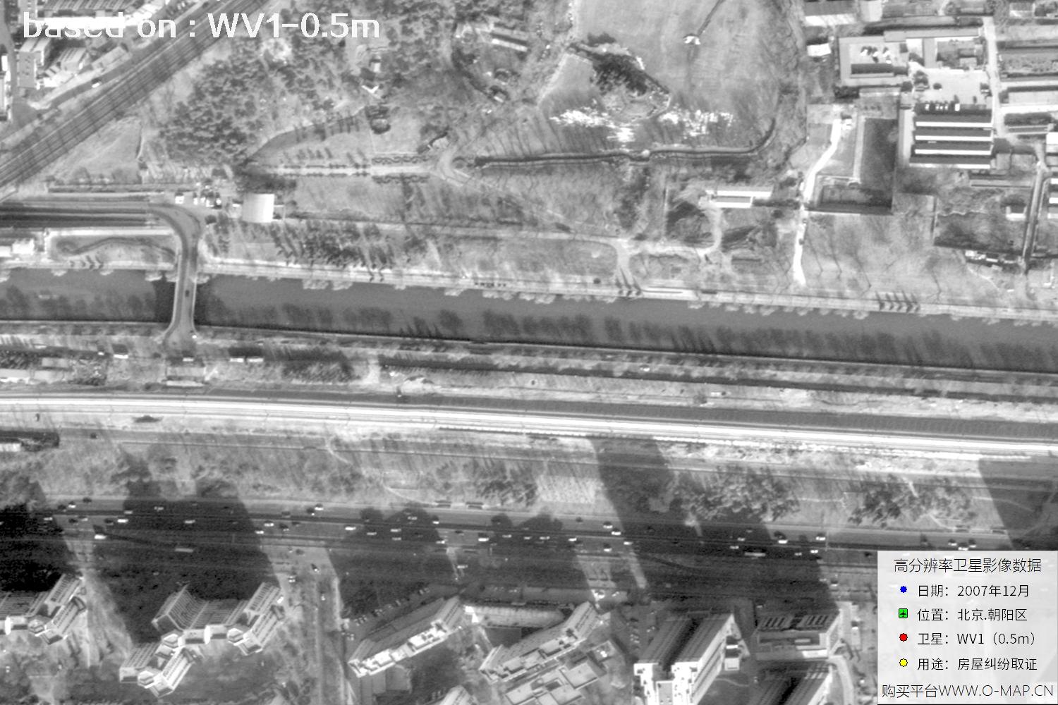 北京朝阳区2007年WorldView1卫星历史影像图