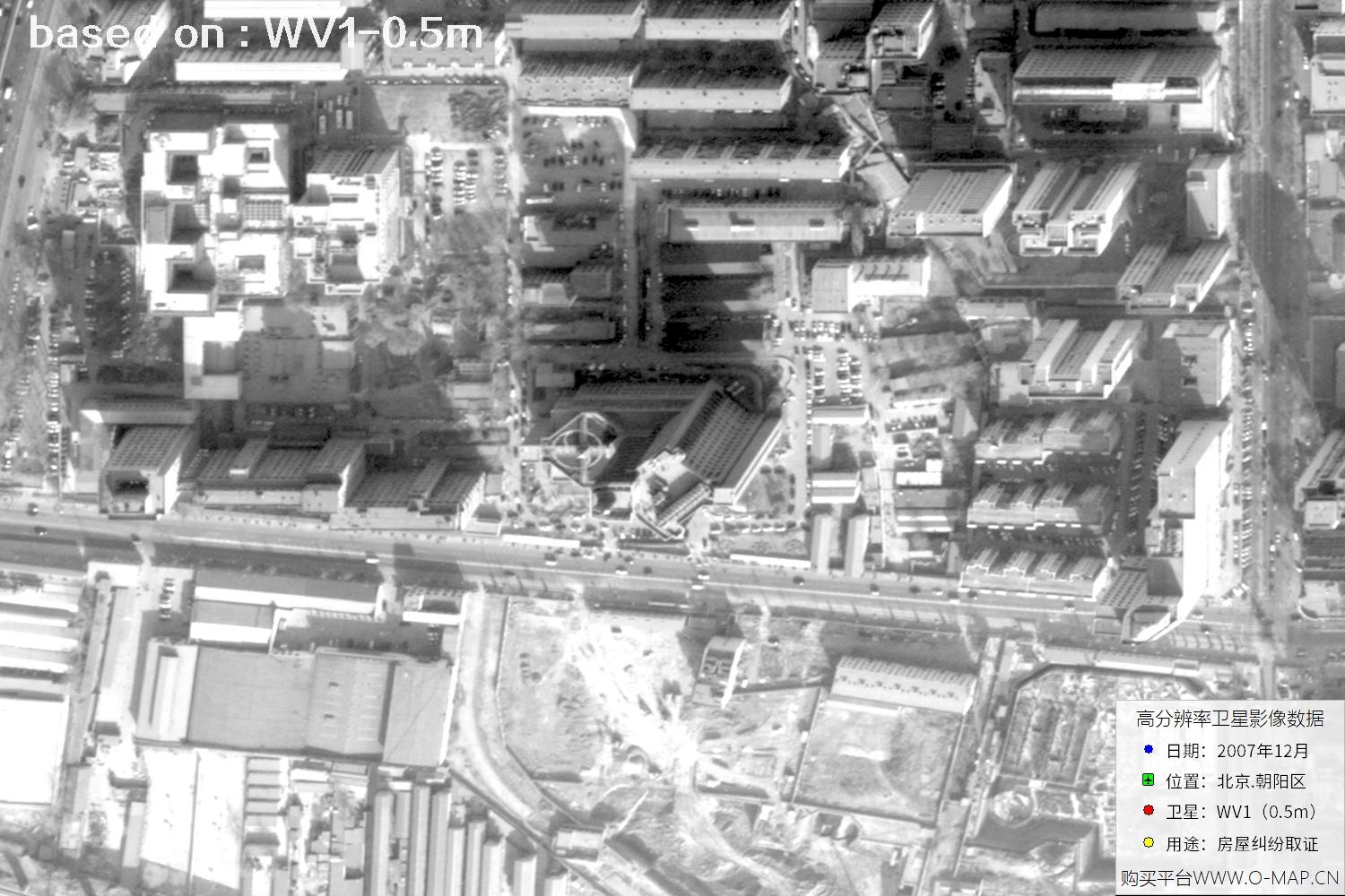 北京朝阳区2007年WorldView1卫星历史影像图