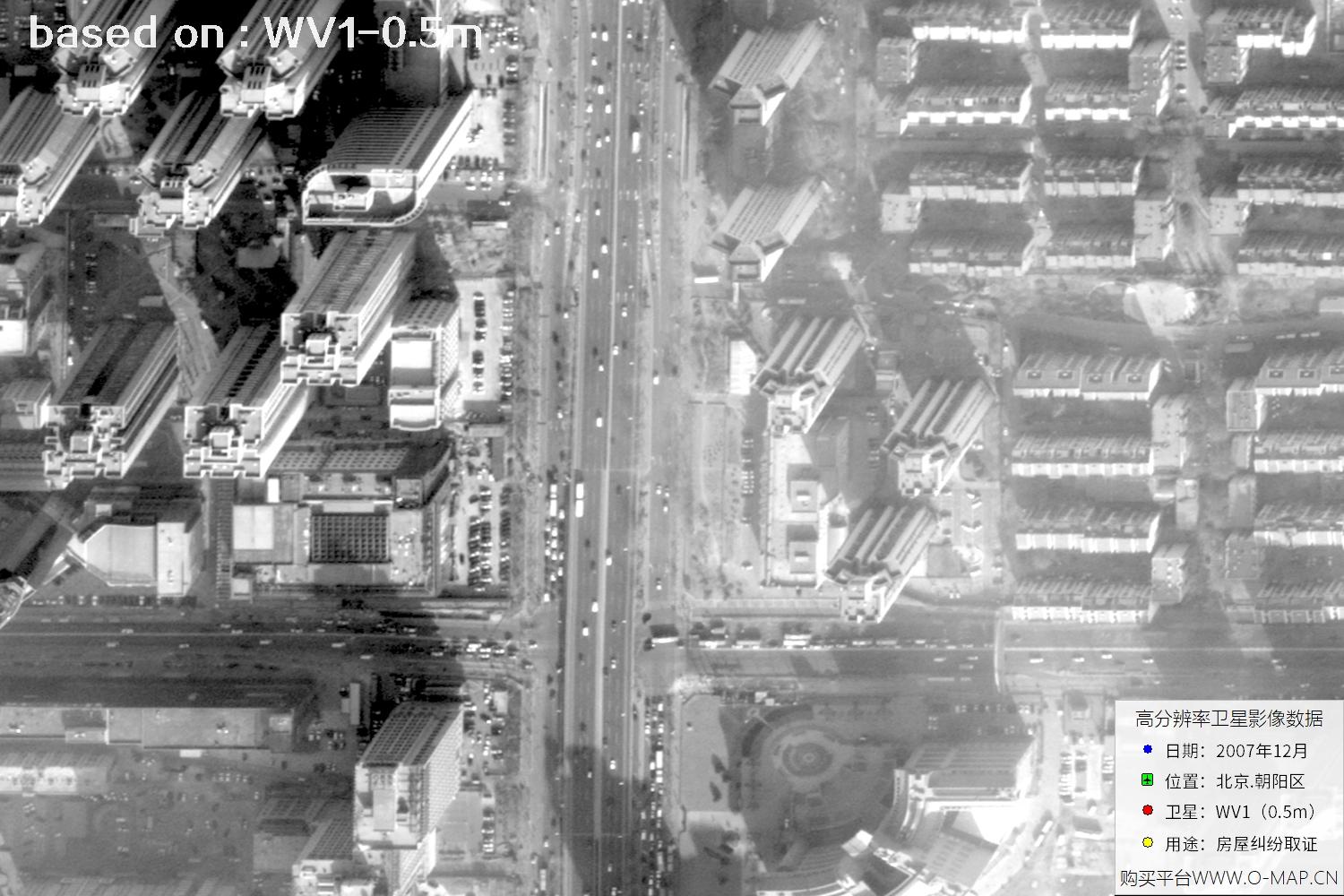 北京朝阳区2007年WorldView1卫星历史影像图