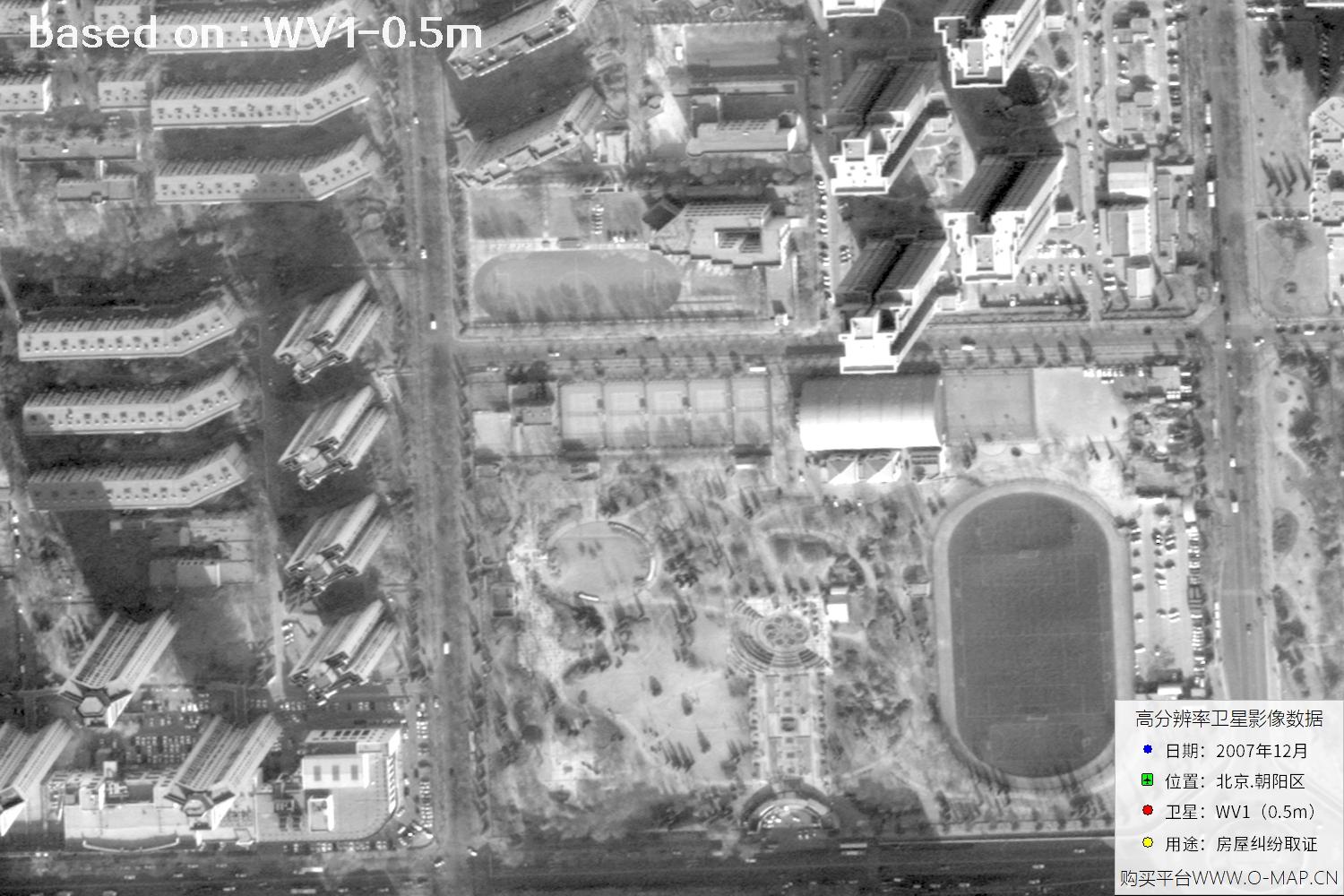 北京朝阳区2007年WorldView1卫星历史影像图