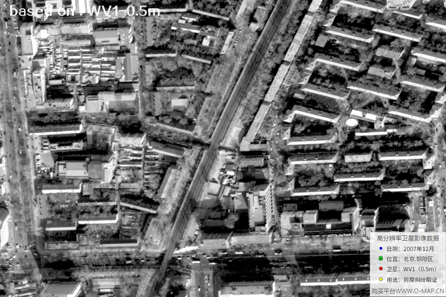 北京朝阳区2007年WorldView1卫星历史影像图