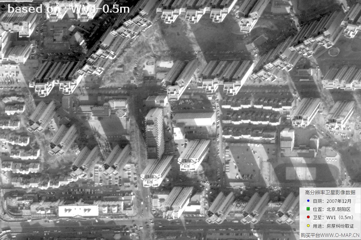 北京朝阳区2007年WorldView1卫星历史影像图