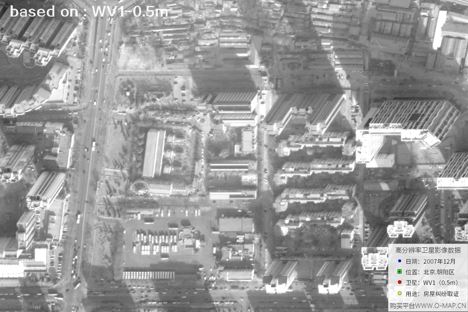 北京朝阳区2007年WorldView1卫星历史影像图