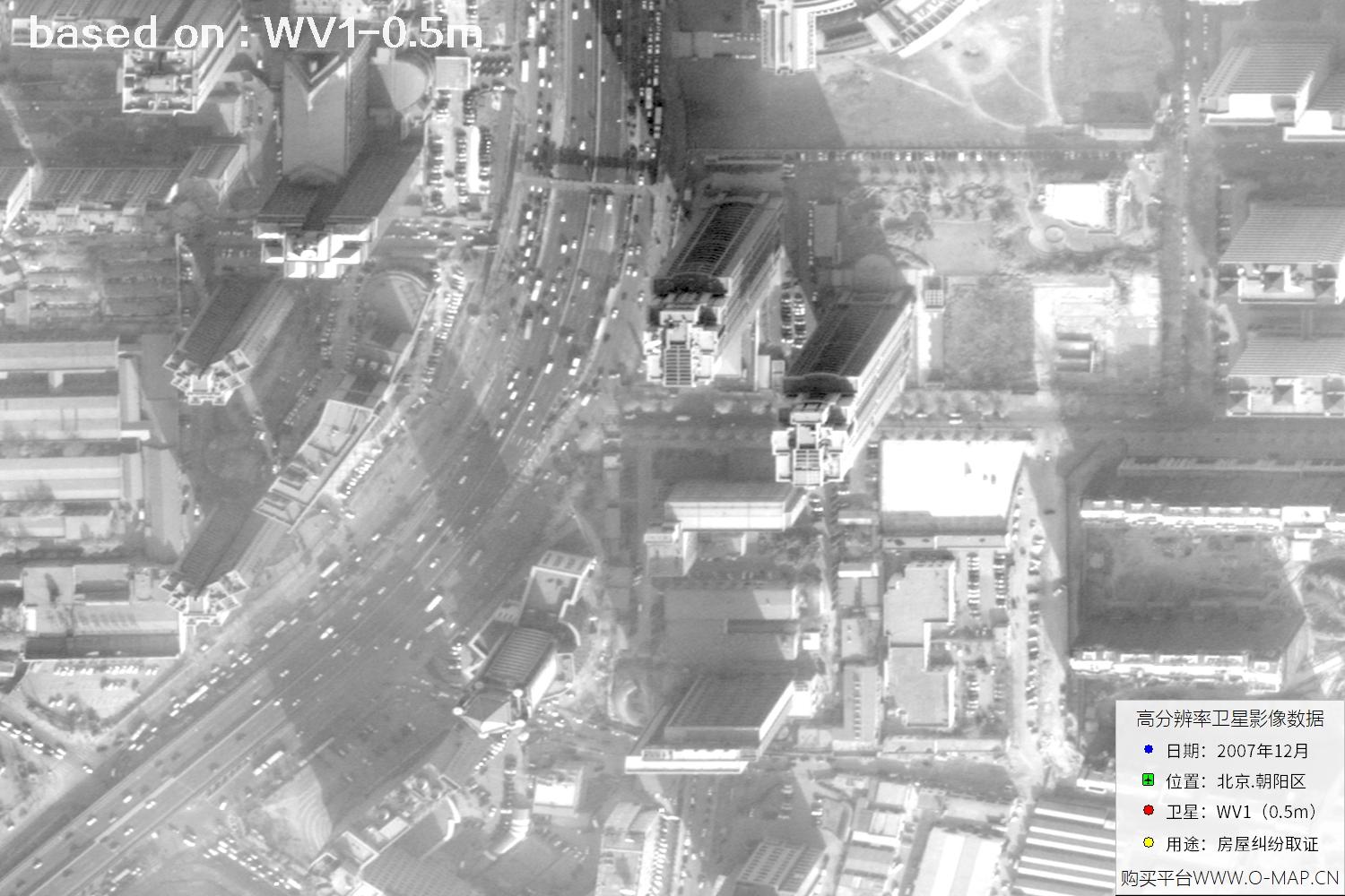 北京朝阳区2007年WorldView1卫星历史影像图